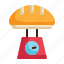 baked, kilogram, weigh, scale, weight, bakery icon 