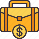 bag, bank, briefcase, dollar, money