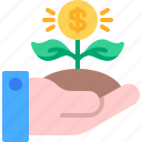 dollar, growth, hand, money, plant