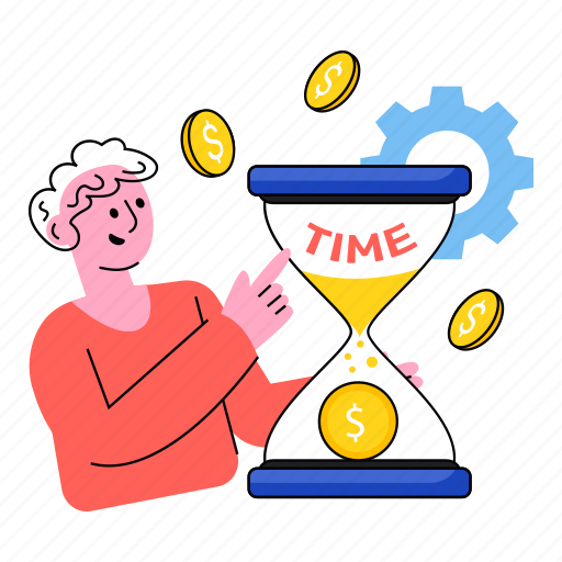 Time, money, timer, currency illustration - Download on Iconfinder