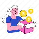 bitcoin, box, blockchain, coin, delivery 