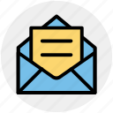 envelope, letter, mail, message, open letter, open message