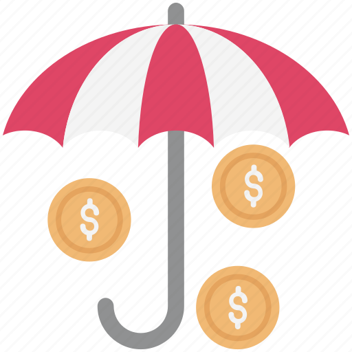 Bank protection, banking security, business protection, finance protection, insurance, shad with coins, umbrella with coins icon - Download on Iconfinder