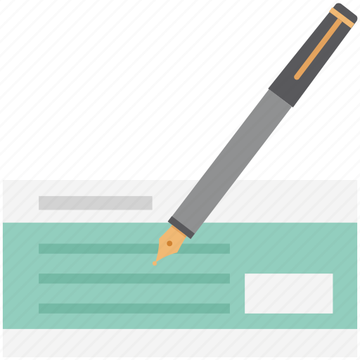Cheque signing, cheque writing, pen, receipt, voucher icon - Download on Iconfinder