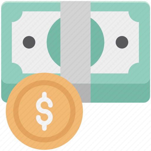 Cash, coins stack, dollar coins, money, paper money icon - Download on Iconfinder