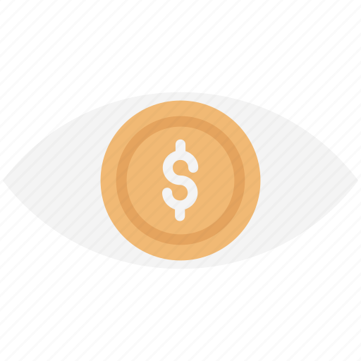 Business visibility, coin in eye, dollar in eye, finance eye, financial looking, profit looking, profit visibility icon - Download on Iconfinder