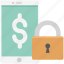 dollar, dollar mobile with lock, financial lock, mobile lock, online banking security, online business, padlock with dollar 