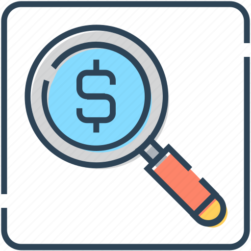 Dollar, finance, find, magnifier, magnify glass, search icon - Download on Iconfinder