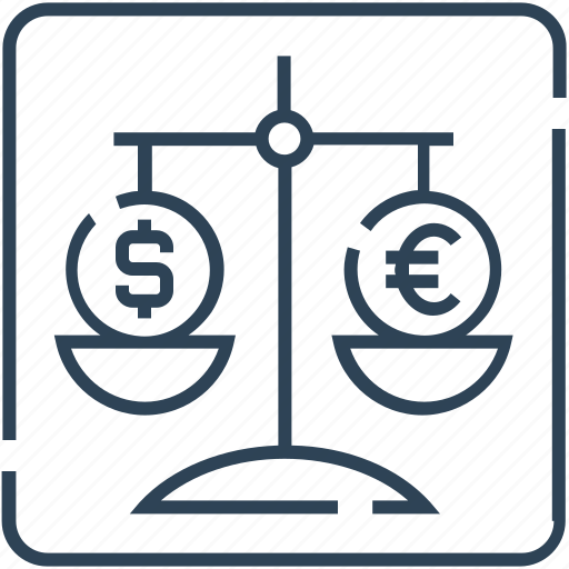 Balance, dollar, euro, justice, law, legal, scale icon - Download on Iconfinder