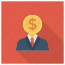avatar, coin, money, person, profile