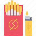 cigarette, fire, lighter, pack, tobacco