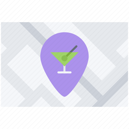 Alcohol, bar, club, glass, map, party, pin icon - Download on Iconfinder