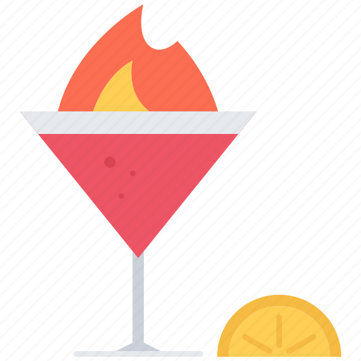 Alcohol, bar, fire, glass, lemon, party, wineglass icon - Download on Iconfinder