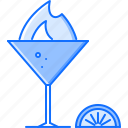 alcohol, bar, fire, glass, lemon, party, wineglass
