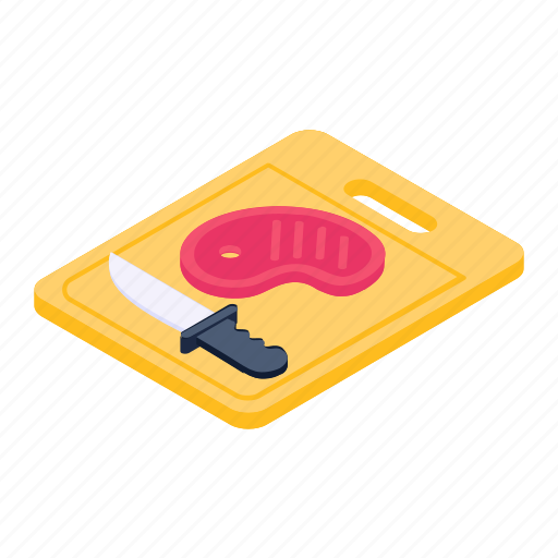 Cutting board, steak cutting, food preparation, meat board, kitchenware icon - Download on Iconfinder