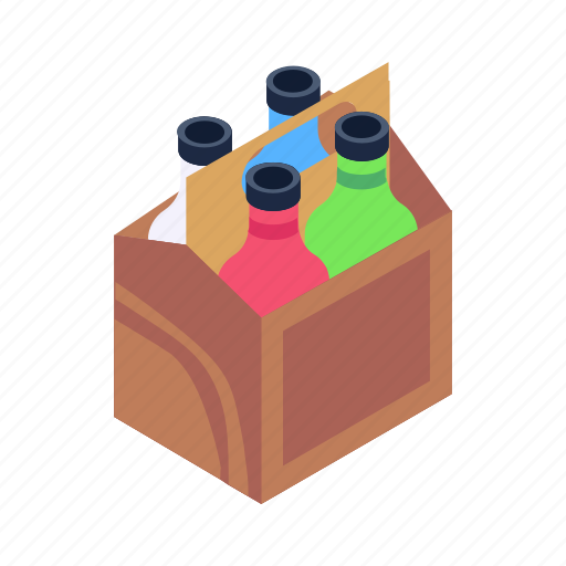 Bottles crate, wines crate, bottles package, drinks crate, bottles bucket icon - Download on Iconfinder