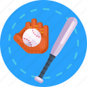 ball, bat, gloves, baseball gear, baseball, sports