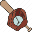 baseball, glove, bat, softball, sports