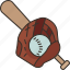 baseball, glove, bat, softball, sports 