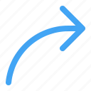 curved, arrow, right, ui