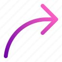 curved, arrow, right, ui