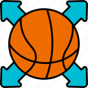 pass, assist, arrow, arrows, basketball, sport, ball
