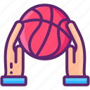 ball, basketball, held