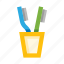 toothbrushes, family, cup, pot, bathroom 