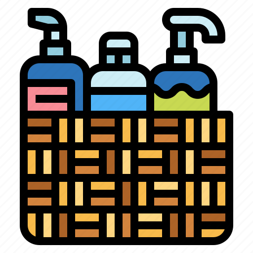 Skincare, basket, bathroom, hygiene, pump icon - Download on Iconfinder