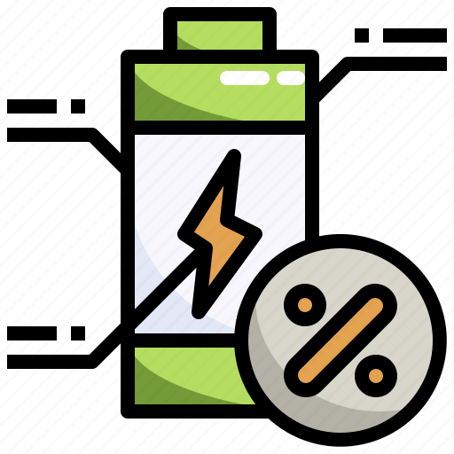 Percent, energy, battery, status, electronics icon - Download on Iconfinder