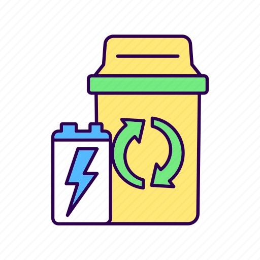 Battery, recycling, battery disposal, trash bin icon - Download on Iconfinder
