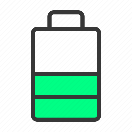 Battery, energy, half, power, status, two icon - Download on Iconfinder