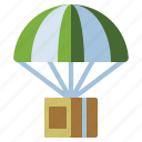 airdrop, delivery, package, parachute