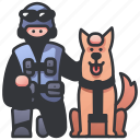 animal, army, dog, military, pet, soldier, trainer