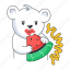 watermelon slice, eating watermelon, eating bear, summer bear, beach bear 