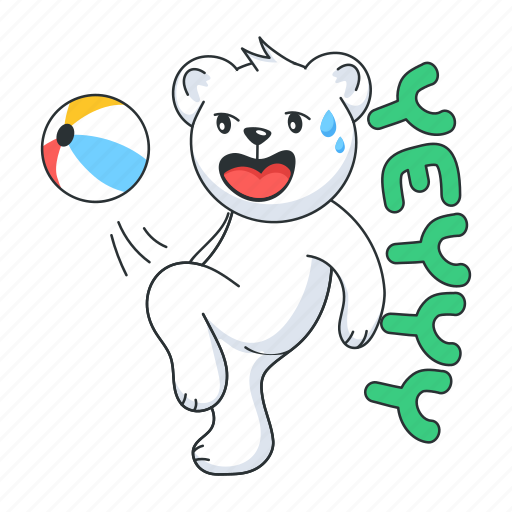 Ball kick, bear playing, beach ball, beach game, happy bear icon - Download on Iconfinder