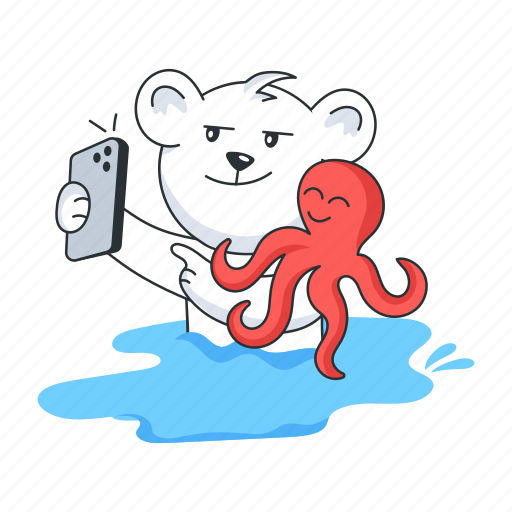Bear selfie, beach selfie, sea creature, beach bear, bear mobile icon - Download on Iconfinder