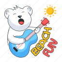 beach fun, singing bear, bear guitar, beach bear, playing guitar