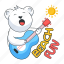 beach fun, singing bear, bear guitar, beach bear, playing guitar 
