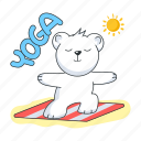 yoga bear, morning yoga, yoga pose, summer yoga, beach yoga