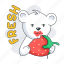 fresh strawberry, eating strawberry, eating bear, summer bear, beach bear 