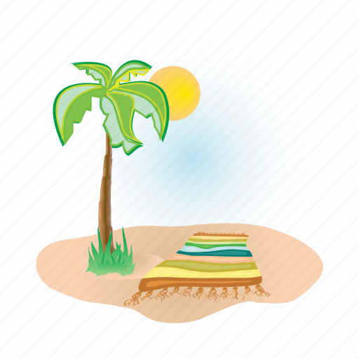 Beach, palm, sun, towel, tree, vacation icon - Download on Iconfinder