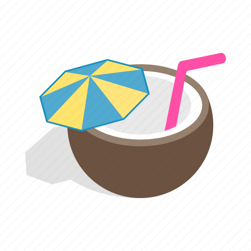 Cocktail, coconut, drink, fruit, isometric, tropical, umbrella icon - Download on Iconfinder