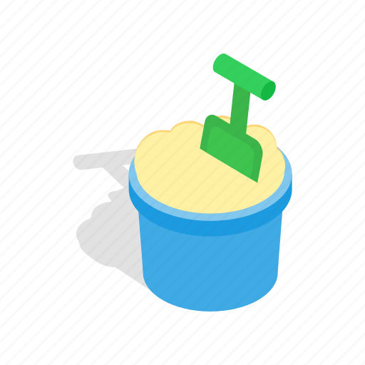 Bucket, child, isometric, play, sand, shovel, toy icon - Download on Iconfinder