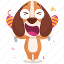 beagle, celebration, emoji, emoticon, smiley, sticker