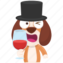 beagle, drink, emoji, emoticon, smiley, sticker, wine
