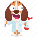 beagle, chemistry, emoji, emoticon, love, smiley, sticker
