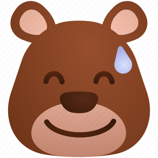 Bear, emoji, emoticon, face, happy, smile, sweat icon - Download on Iconfinder