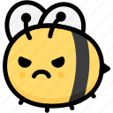 angry, bee, emoji, emotion, expression, face, feeling