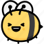 bee, emoji, emotion, expression, face, feeling, laughing 
